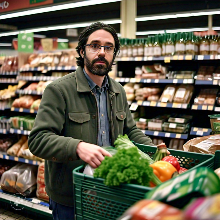 Imagine me sacking groceries at a grocery store