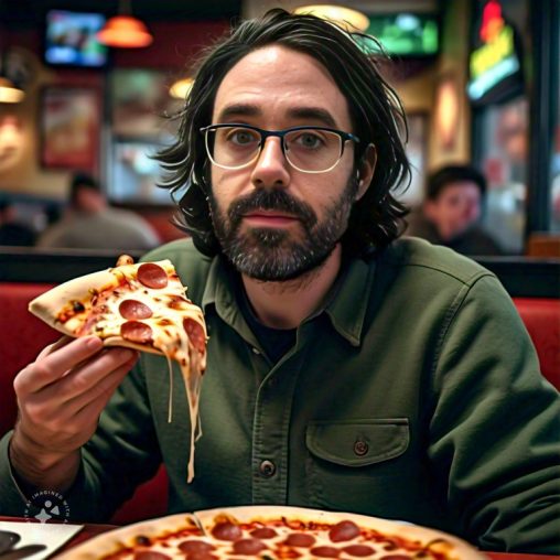Imagine me eating a pizza