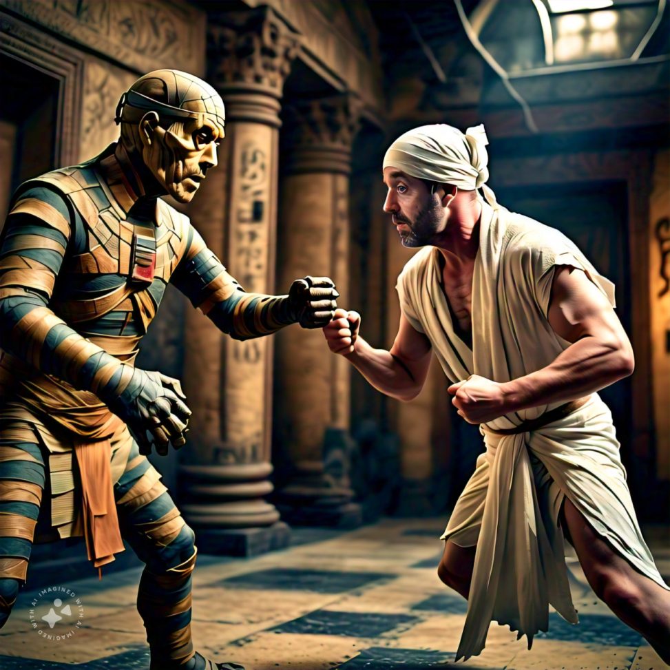 Imagine me fighting a mummy