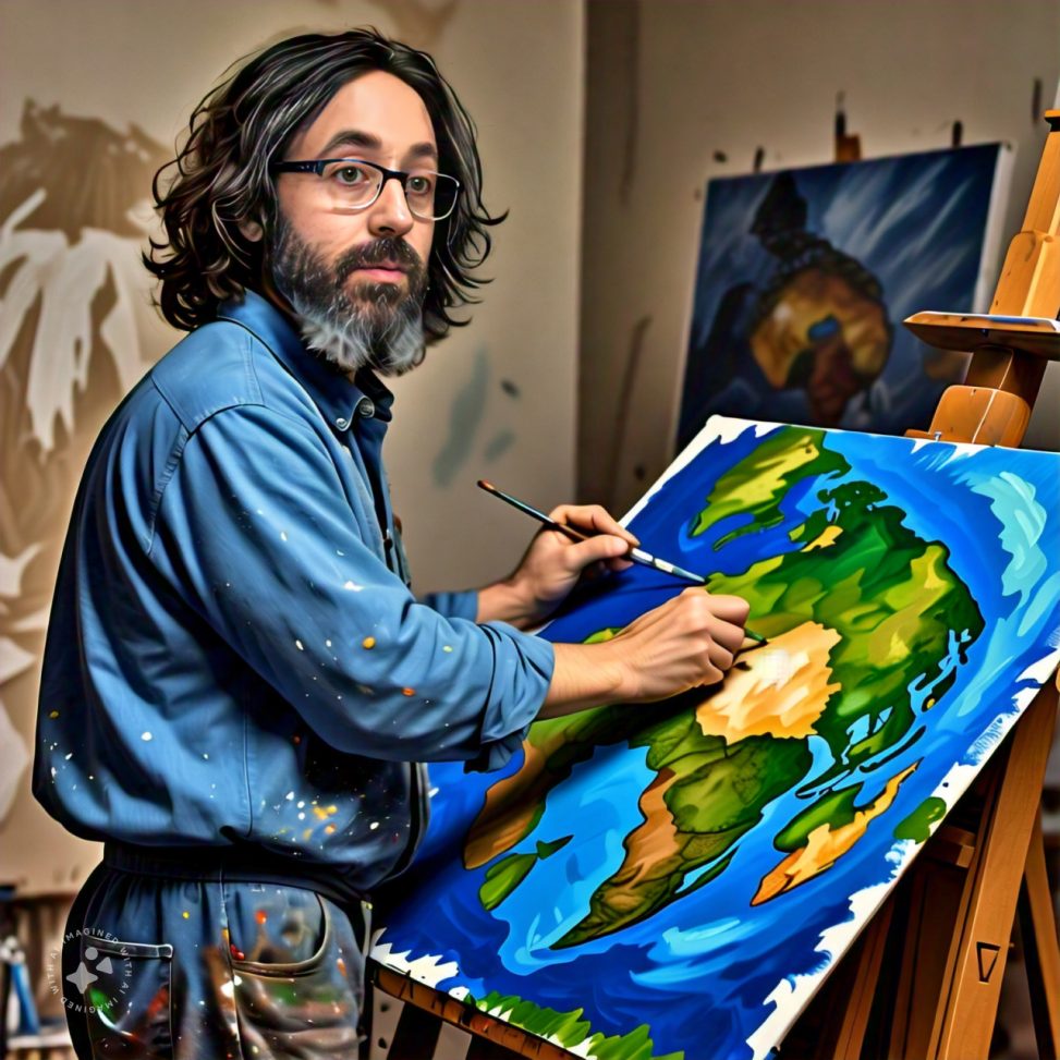 Imagine me painting a continent