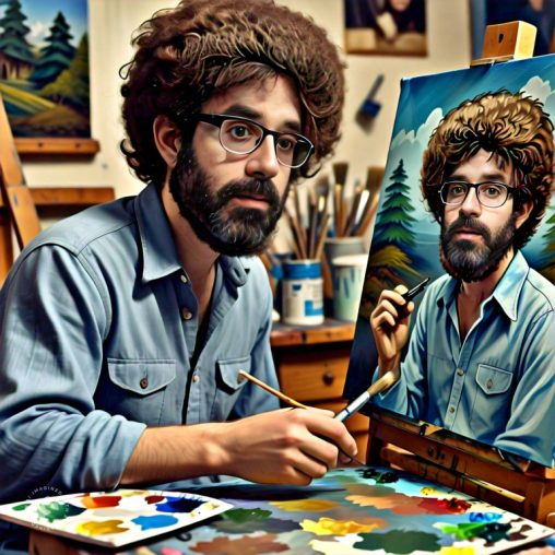 Imagine me painting like Bob Ross