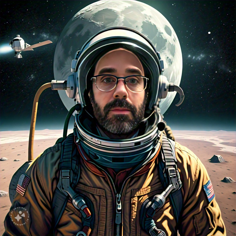 Imagine me outside on a rocket flying around the orbit of the moon