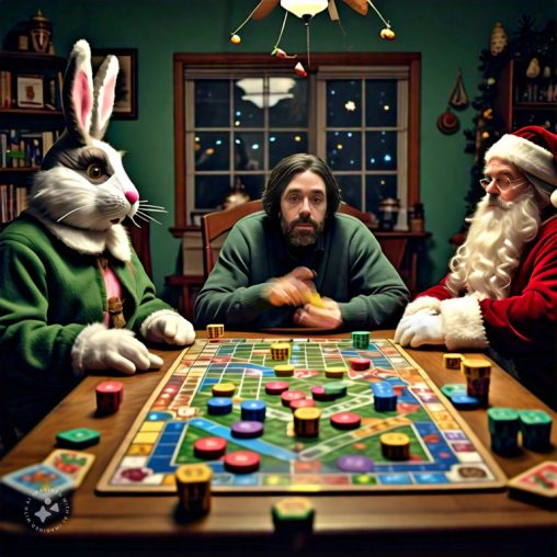 Imagine me playing board games with the Easter bunny and Santa Claus