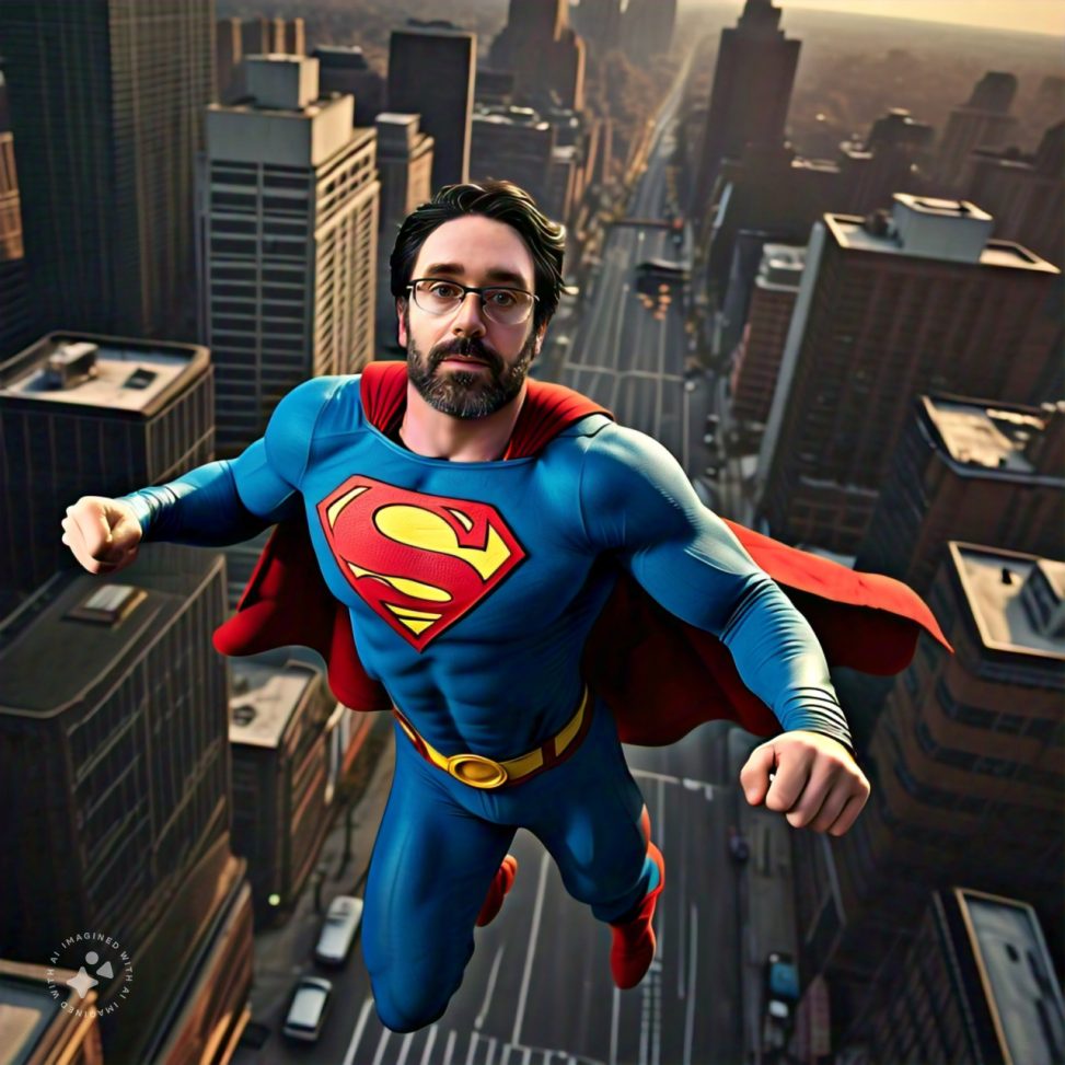 Imagine me flying like Superman