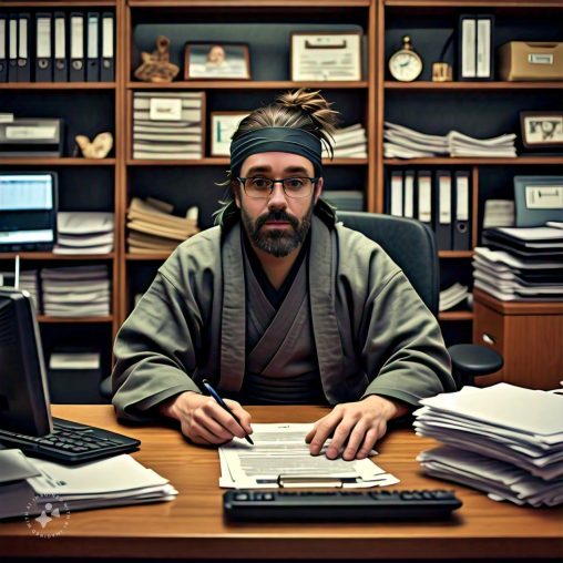 Imagine me as a ninja in a business office doing paper work