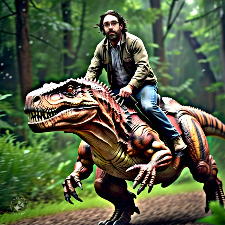 Imagine me riding a T-Rex