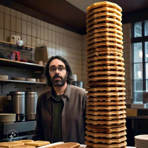 Imagine me standing next to a tower of waffles as tall as me