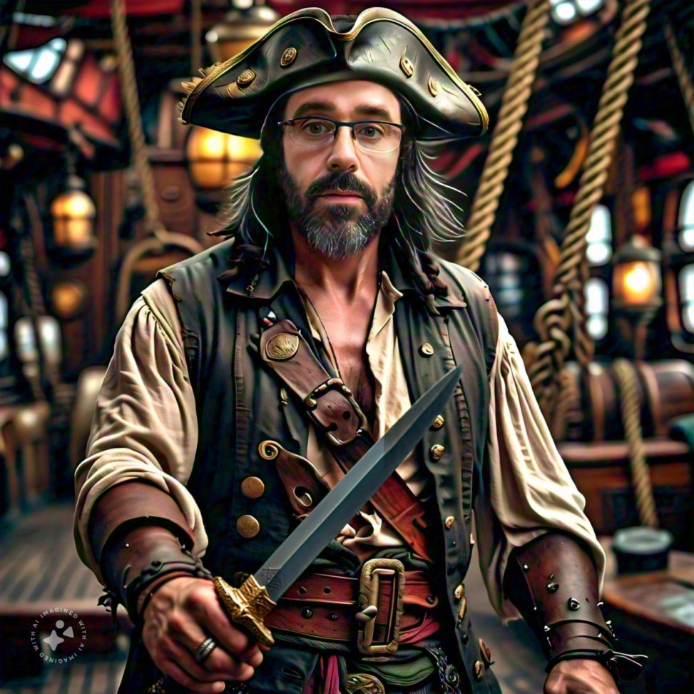Imagine me as a pirate with a cool sword