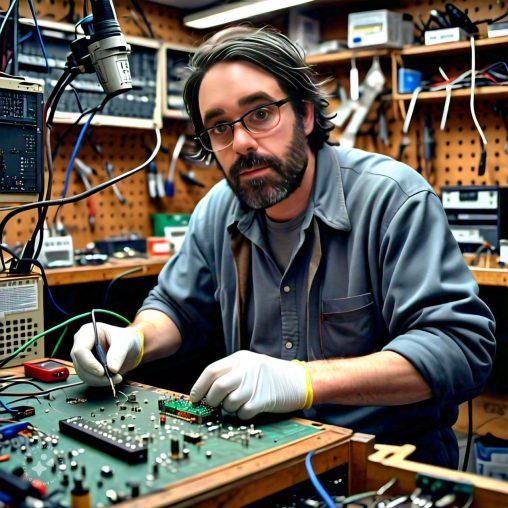 Imagine me soldering electronics with anti-static gloves
