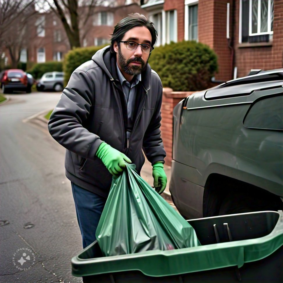 Imagine me taking out trash
