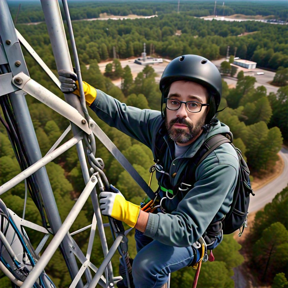 Imagine me climbing a radio tower