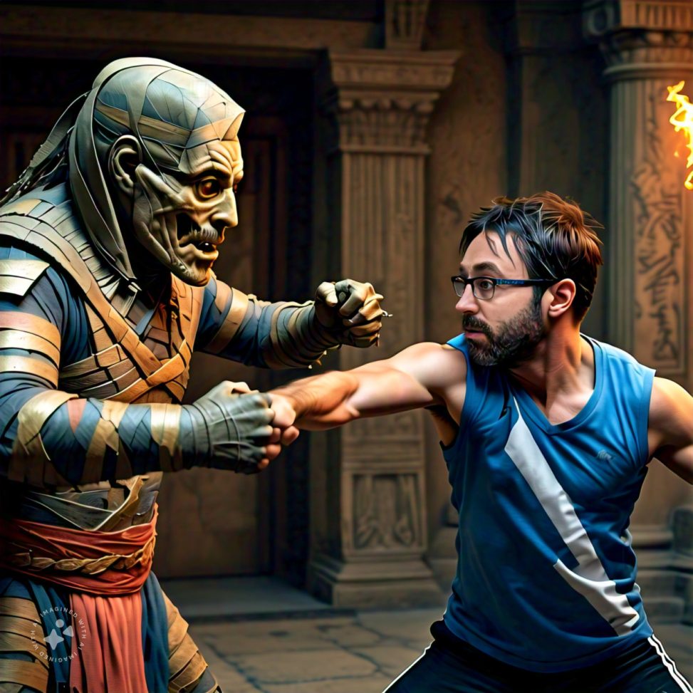 Imagine me fighting a mummy