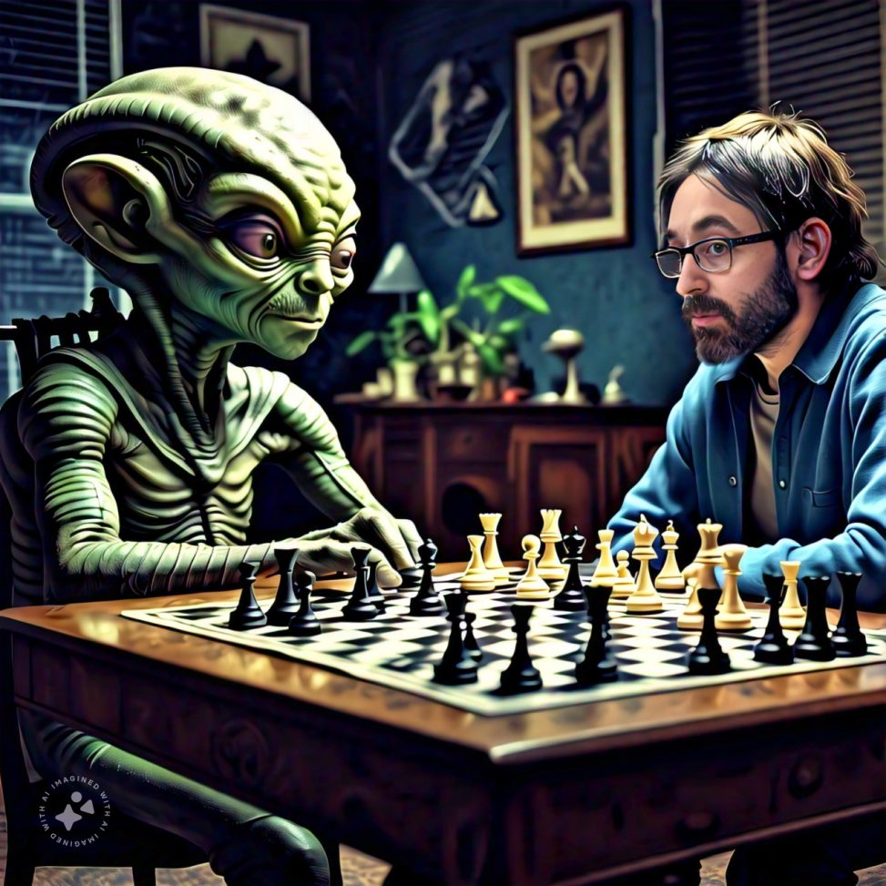 Imagine me playing chess with an alien