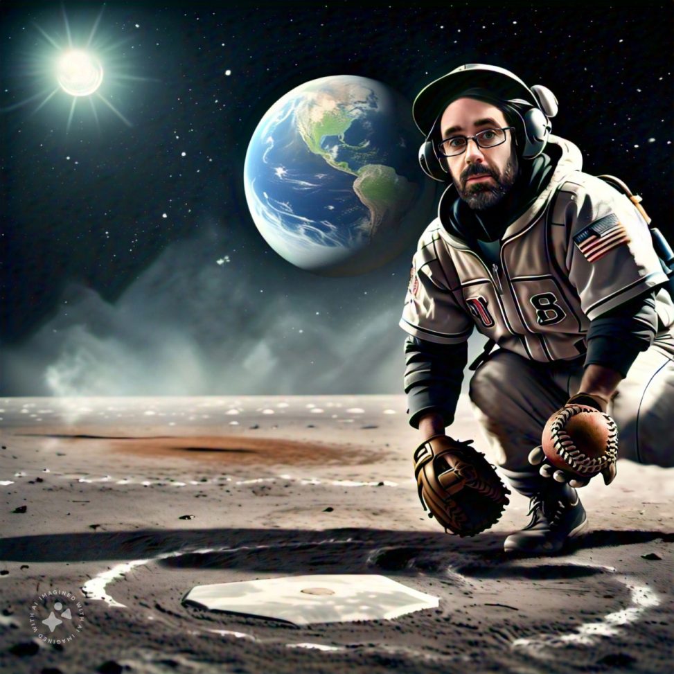 Imagine me playing baseball on the moon