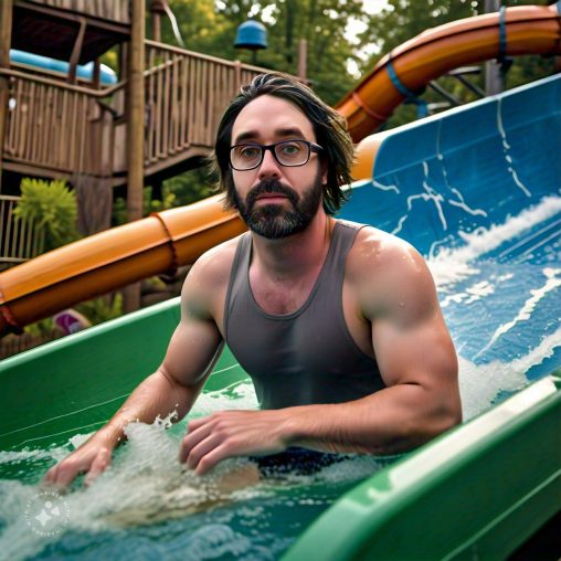 Imagine me going down a water slide