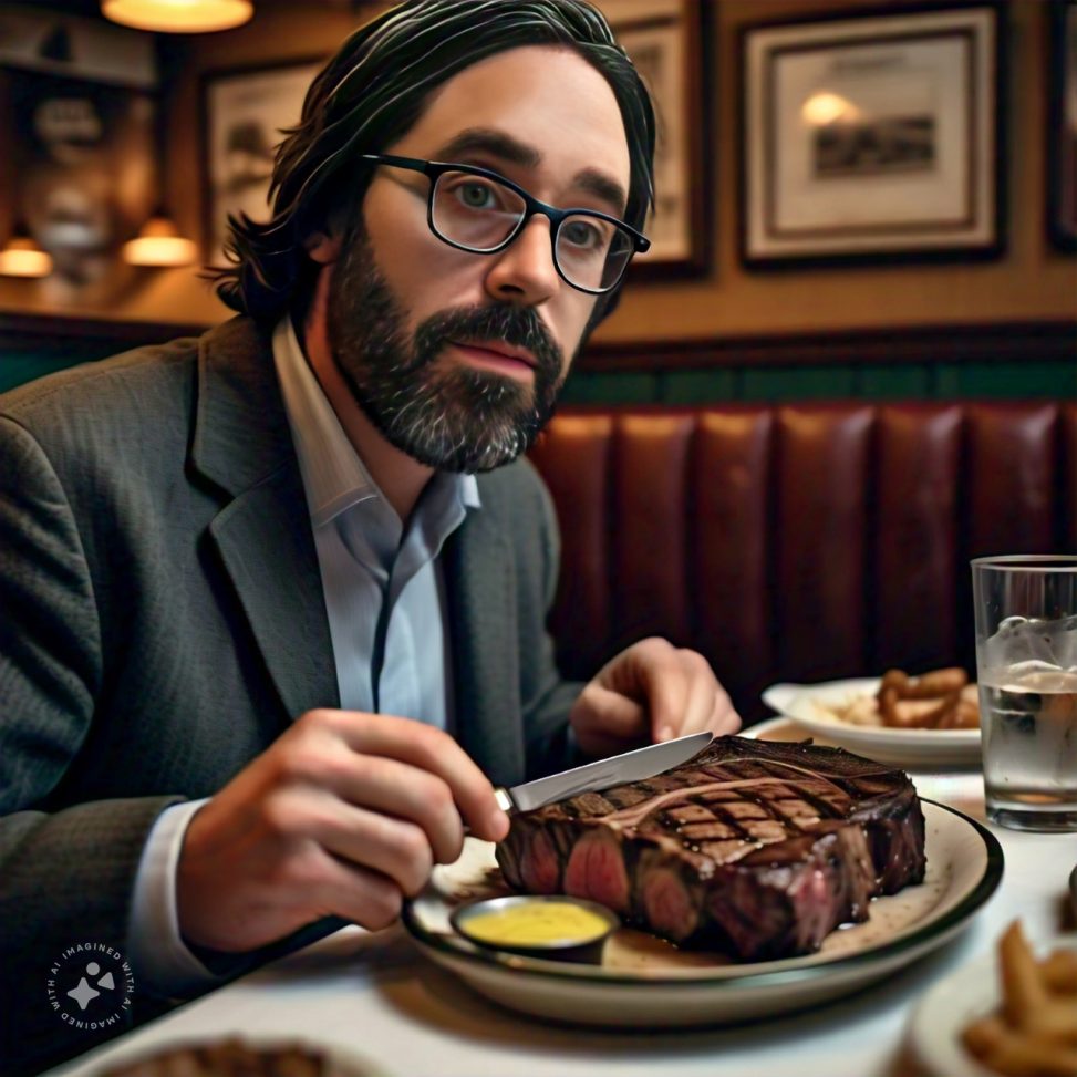 Imagine me eating steak
