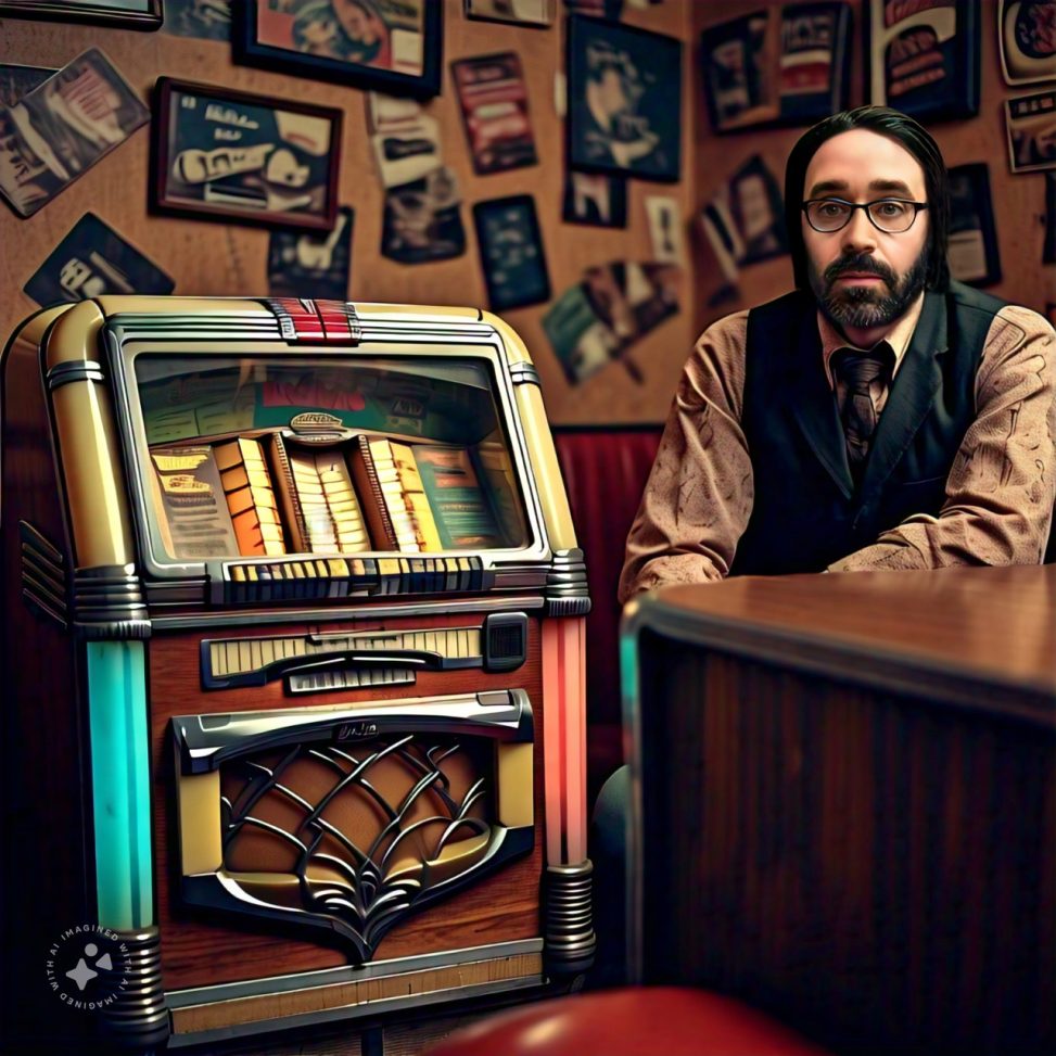 Imagine me next to a 1950s jukebox