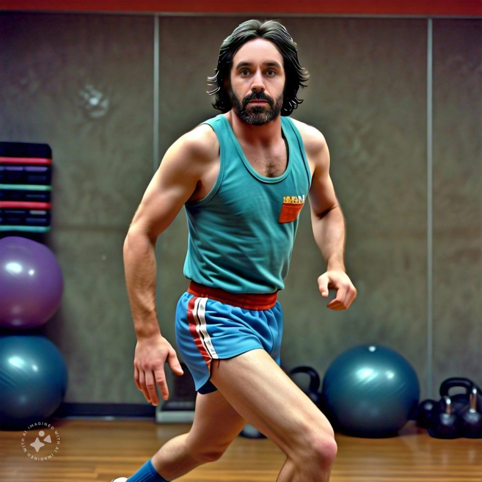 Imagine me doing a 1980s aerobics workout