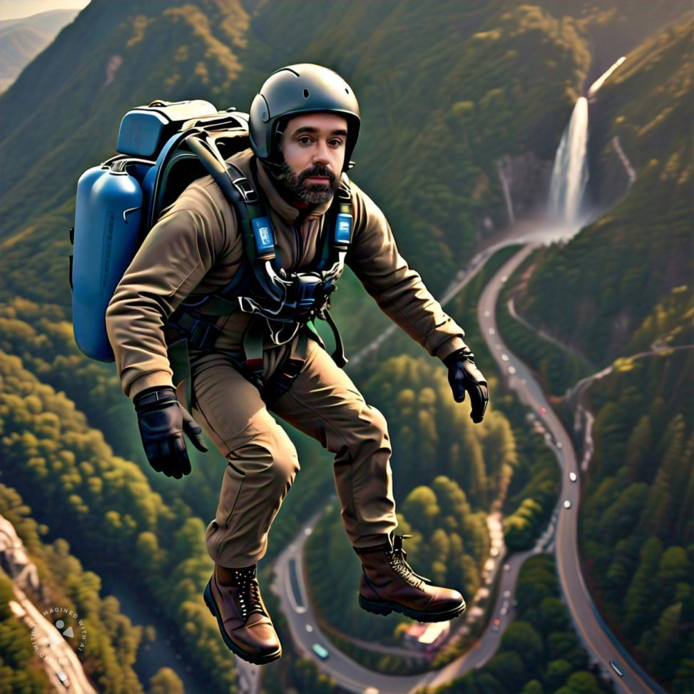 Imagine me flying with a jet pack on my back