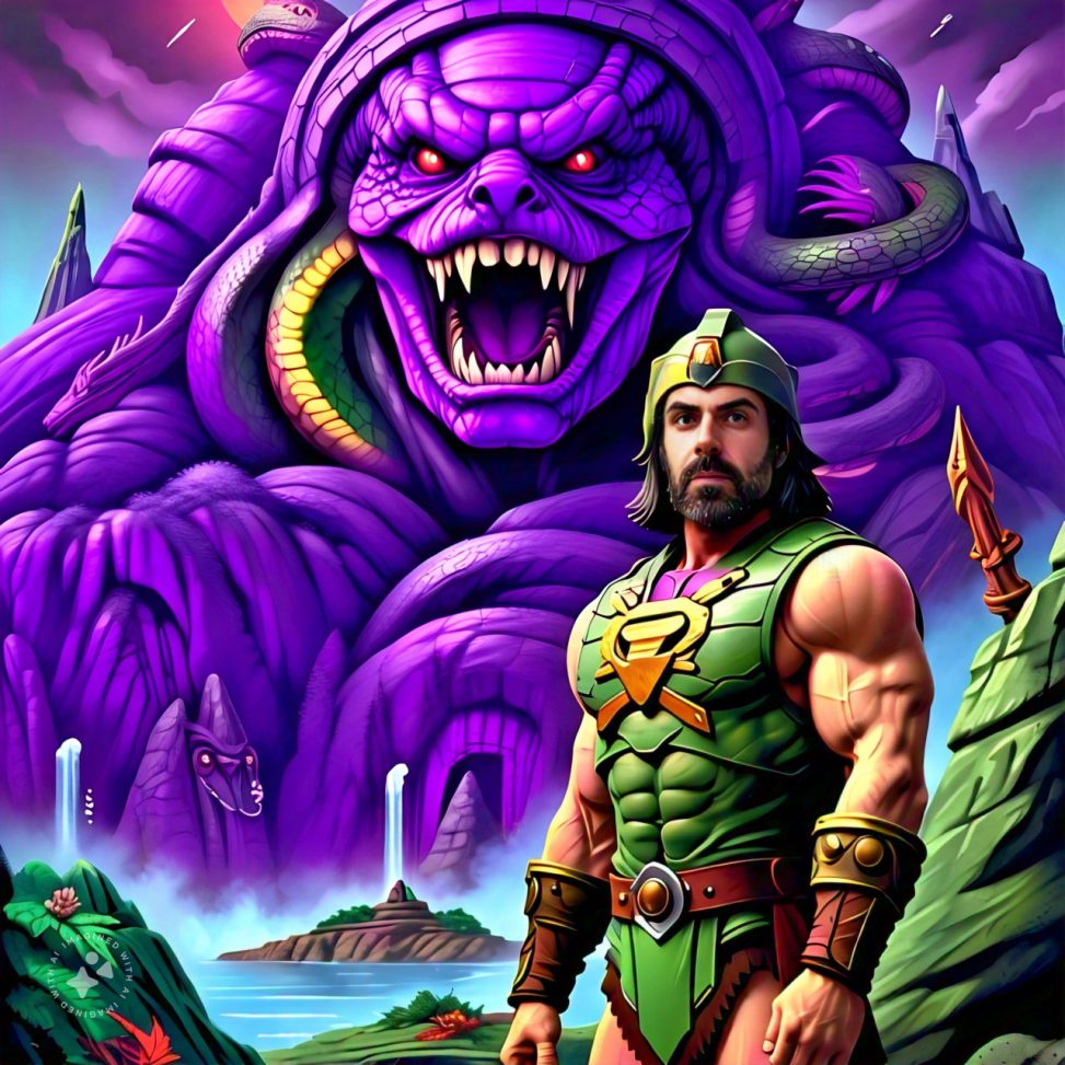 Imagine me in front of Snake Mountain on planet Eternia
